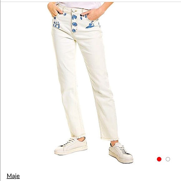 - MAJE Paoline Blanc Straight 10.5 Rise Jeans - Picture 3 of 13